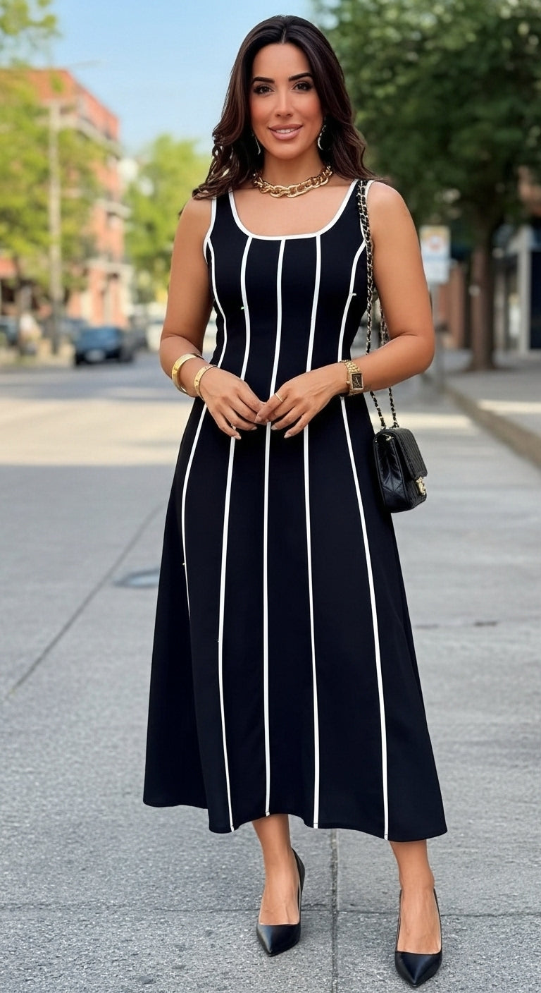 Vestido Aurora Lines – leveza e elegância em movimento