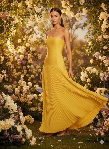 Vestido Longo Saia Plissada Modern Elysie