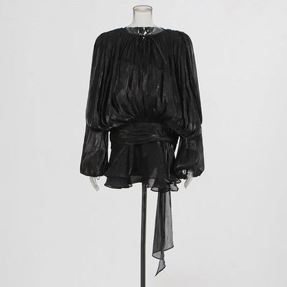 Vestido Curto com Saia de Babados Assimétrico Modern Bela