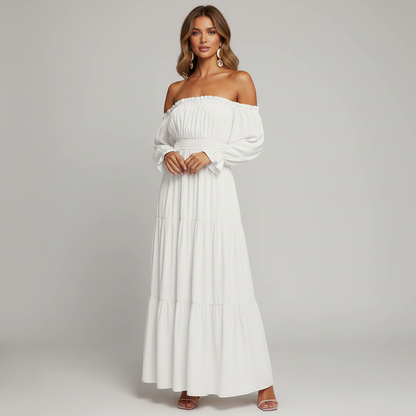 Vestido Longo Ombro a Ombro – leveza e elegância que abraçam o seu corpo