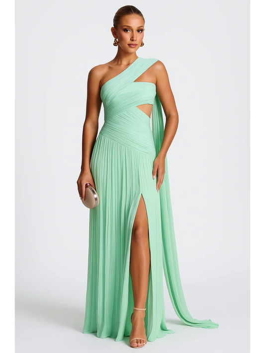 Vestido Longo Elegante Plissado Modern Eva