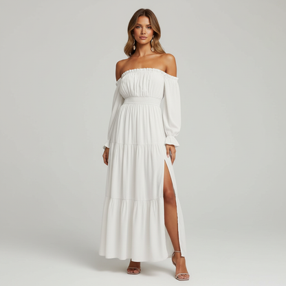 Vestido Longo Ombro a Ombro – leveza e elegância que abraçam o seu corpo