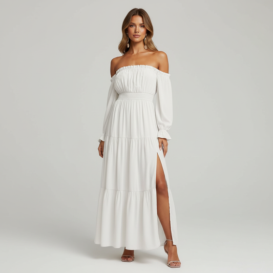 Vestido Longo Ombro a Ombro – leveza e elegância que abraçam o seu corpo