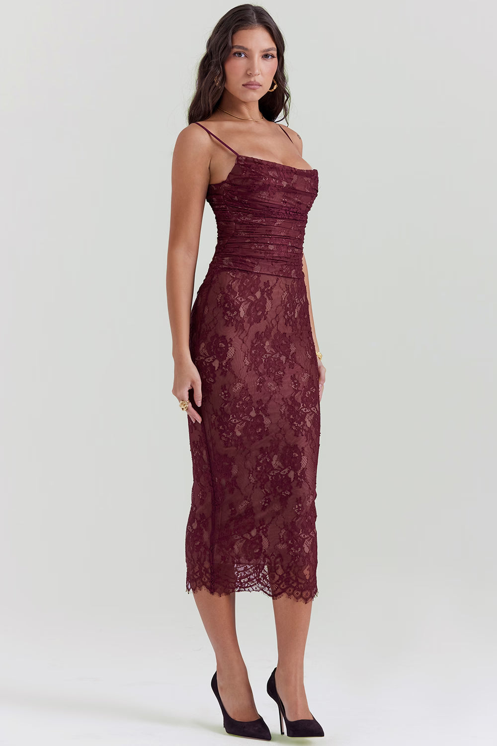 Vestido Midi em Renda com Espartilho Modern Charlotte