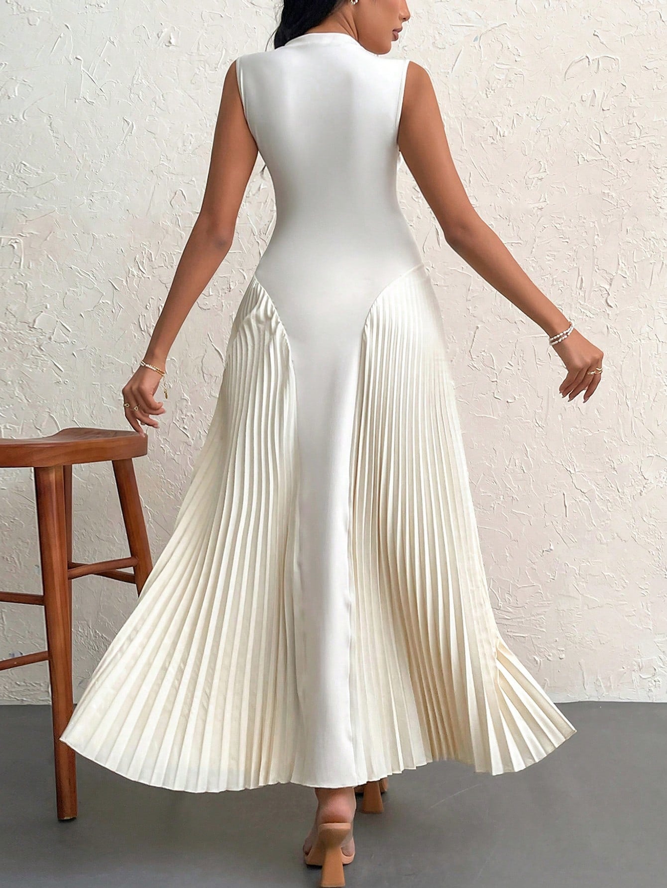 Vestido Midi Regata Plissado Modern Auren