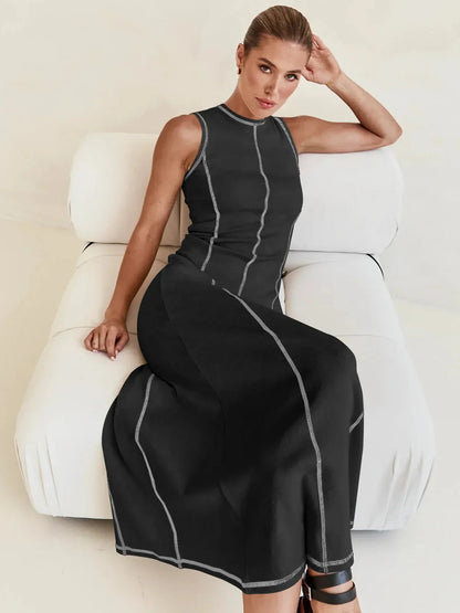 Vestido Midi de Malha Sem Mangas Modern Eleganza