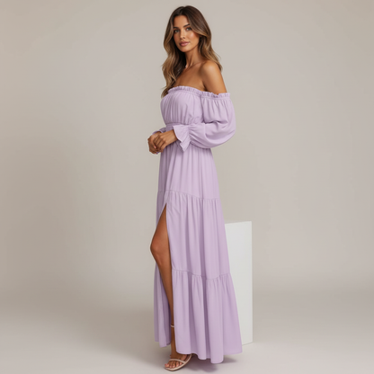 Vestido Longo Ombro a Ombro – leveza e elegância que abraçam o seu corpo