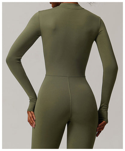 Macacão Longo de Manga Longa Com Zíper Modern Waffle