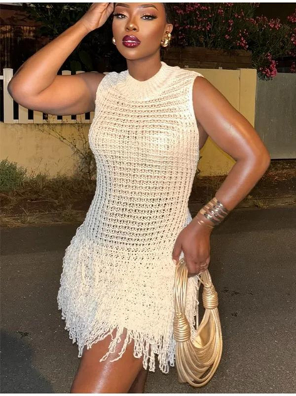 Vestido de Tricô e Franjas Modern Mai - OÁSIS