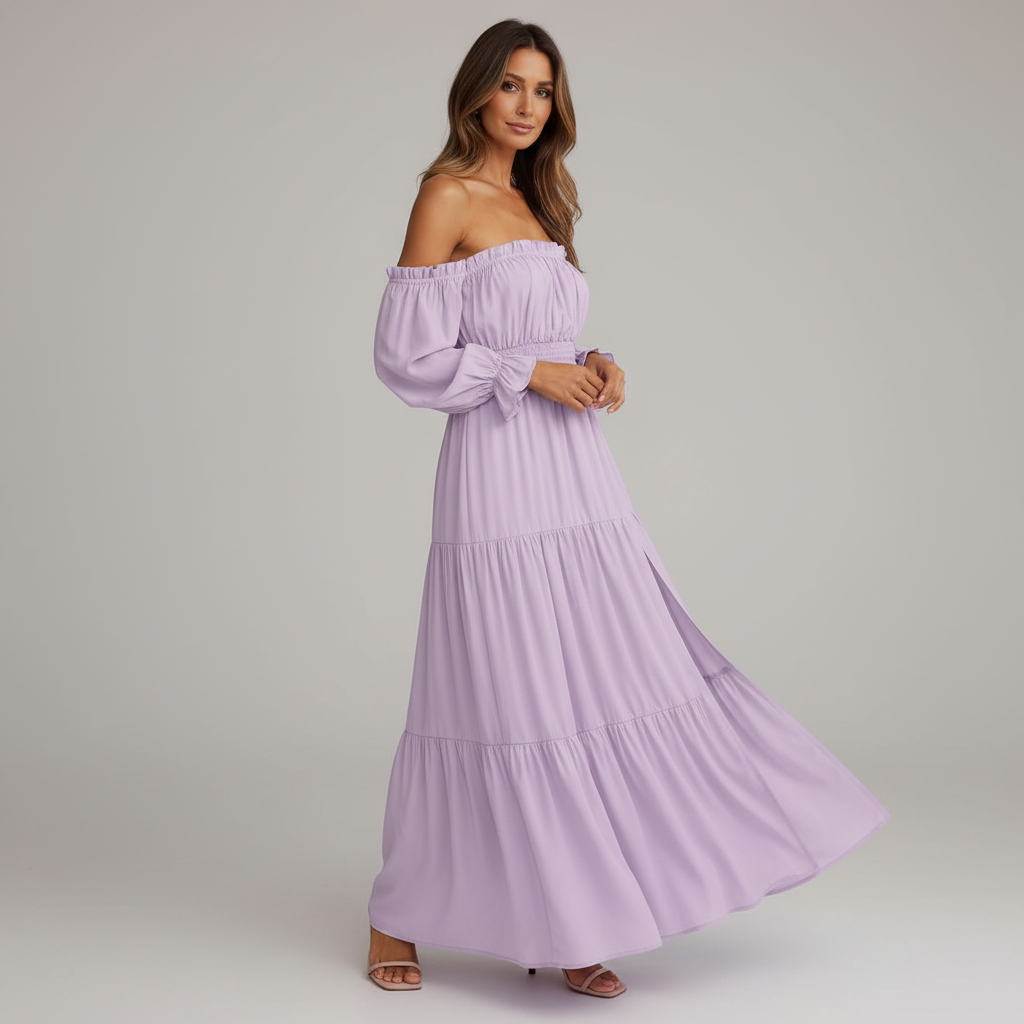 Vestido Longo Ombro a Ombro – leveza e elegância que abraçam o seu corpo