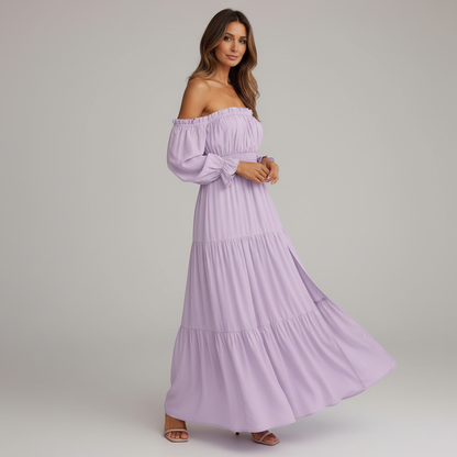 Vestido Longo Ombro a Ombro – leveza e elegância que abraçam o seu corpo