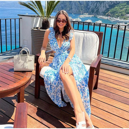 Vestido Longo com Babados no Ombro Modern Dalila