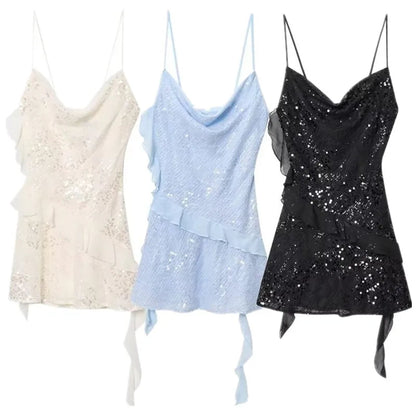 Vestido Curto de Paetê Tendência Modern Layse