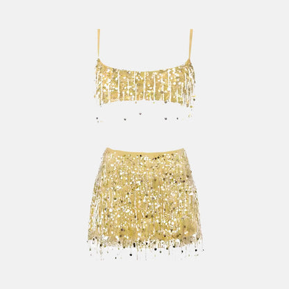 Cropped e Saia Paetê Modern Soleil