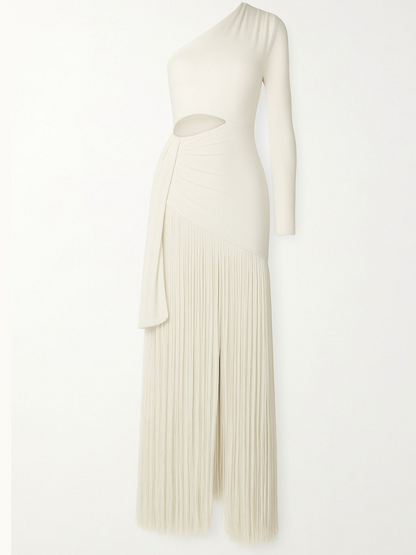 Vestido Ombro Só com Franjas Modern Élan