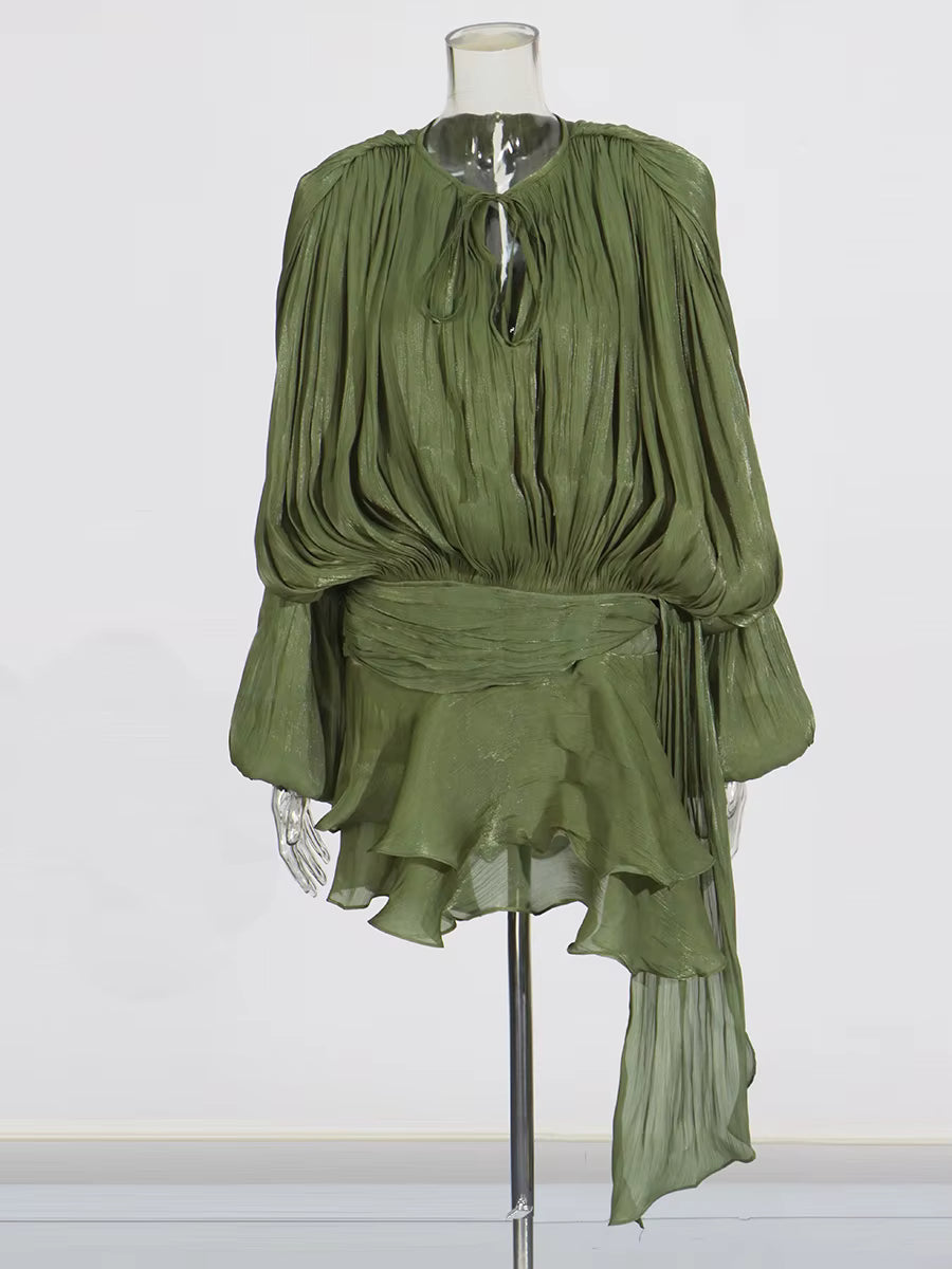 Vestido Curto com Saia de Babados Assimétrico Modern Bela