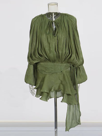 Vestido Curto com Saia de Babados Assimétrico Modern Bela