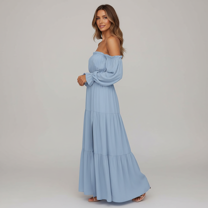 Vestido Longo Ombro a Ombro – leveza e elegância que abraçam o seu corpo