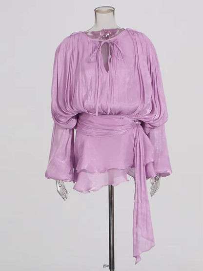 Vestido Curto com Saia de Babados Assimétrico Modern Bela