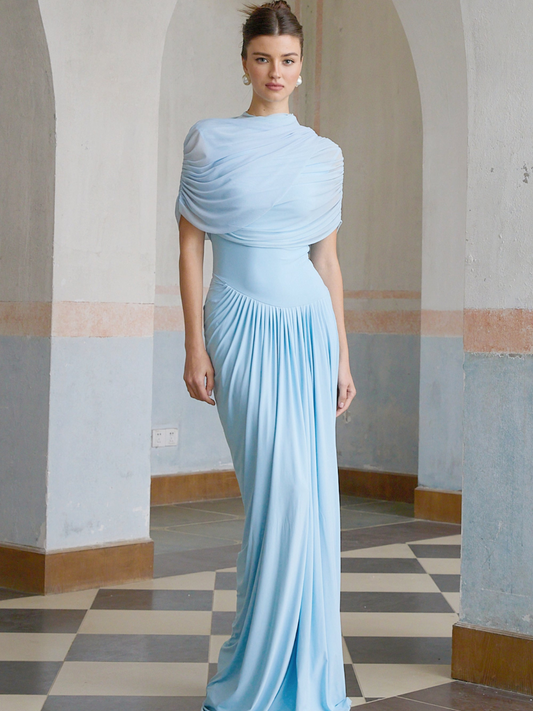 Vestido Longo Drapeado Assimétrico Modern Catherine