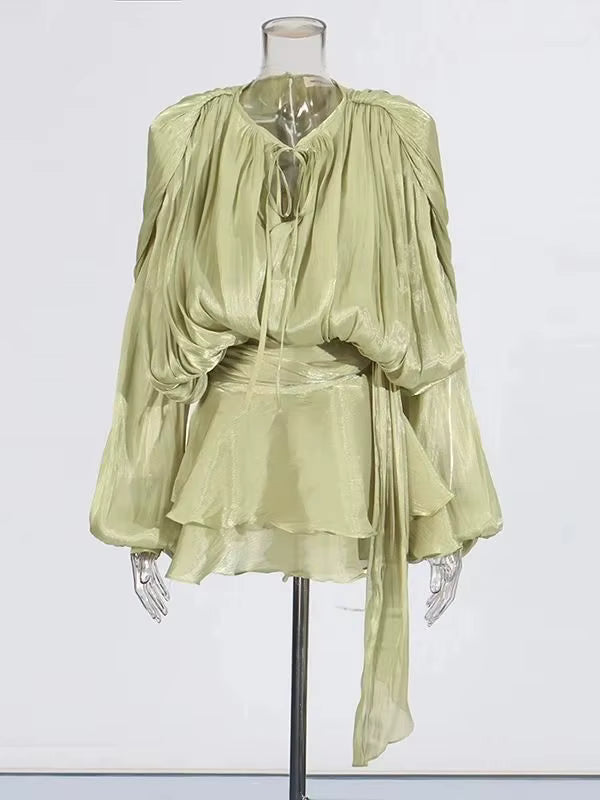 Vestido Curto com Saia de Babados Assimétrico Modern Bela