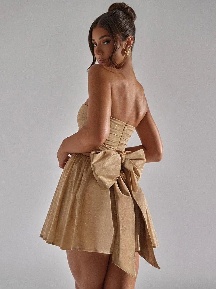 Vestido Curto Sem Alças de Brilho Modern Glam Luxo - FULL