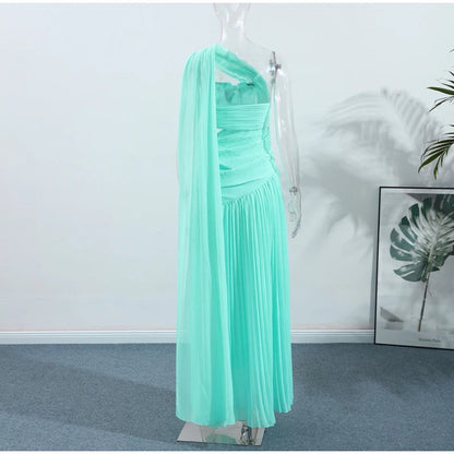 Vestido Longo Elegante Plissado Modern Eva