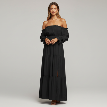 Vestido Longo Ombro a Ombro – leveza e elegância que abraçam o seu corpo