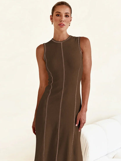 Vestido Midi de Malha Sem Mangas Modern Eleganza