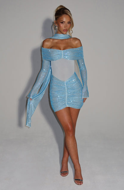 Vestido Curto Manga Longa Brilhante Modern Siren