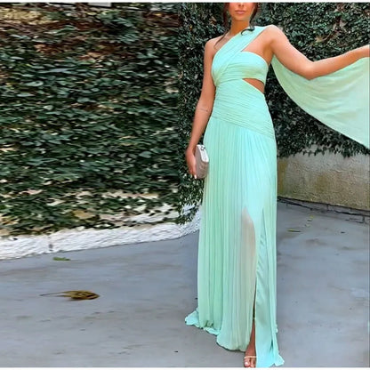 Vestido Longo Elegante Plissado Modern Eva