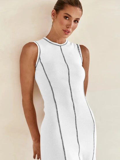 Vestido Midi de Malha Sem Mangas Modern Eleganza