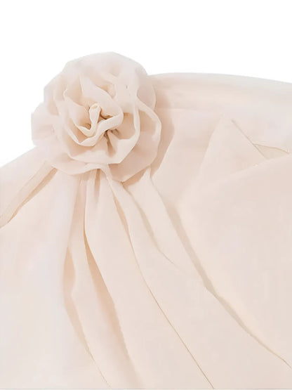 Blusa Feminina Manga Longa com Flor em Chiffon Modern Ella