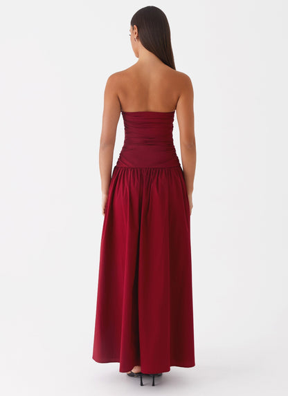 Vestido Sem Alças Elegante Modern Merlot