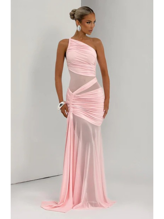 Vestido Longo Drapeado com Tule Modern Marianne