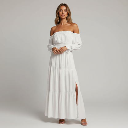 Vestido Longo Ombro a Ombro – leveza e elegância que abraçam o seu corpo