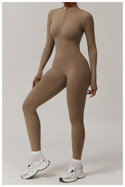 Macacão Longo de Manga Longa Com Zíper Modern Waffle