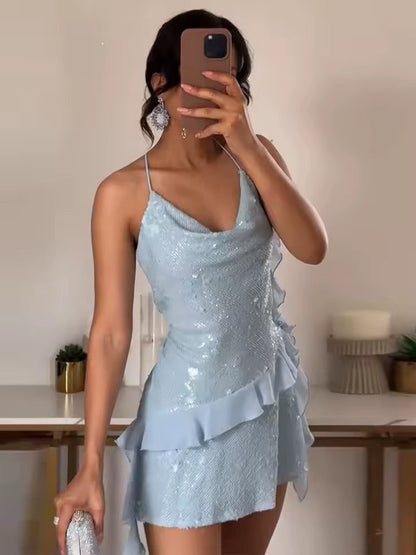 Vestido Curto de Paetê Tendência Modern Layse