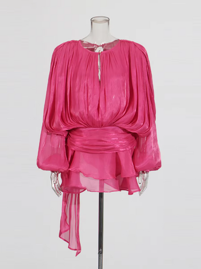 Vestido Curto com Saia de Babados Assimétrico Modern Bela