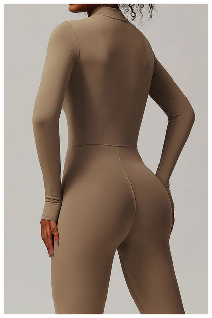 Macacão Longo de Manga Longa Com Zíper Modern Waffle