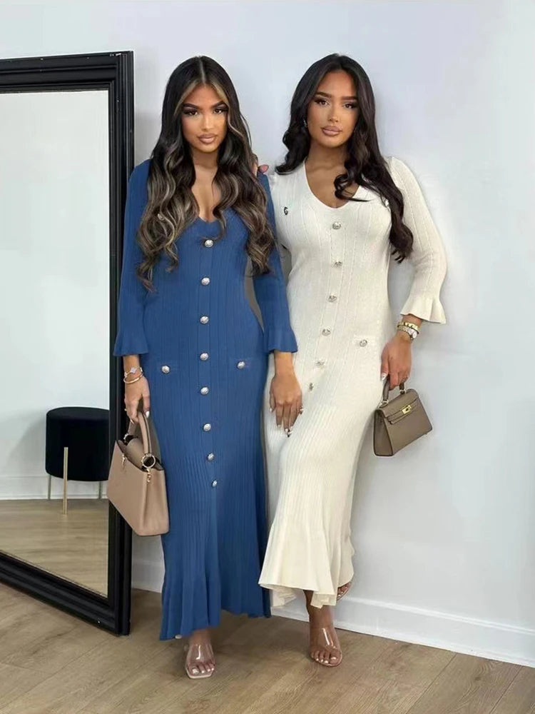 Vestido Manga Longa Flare Tricô Modal Modern Arilene