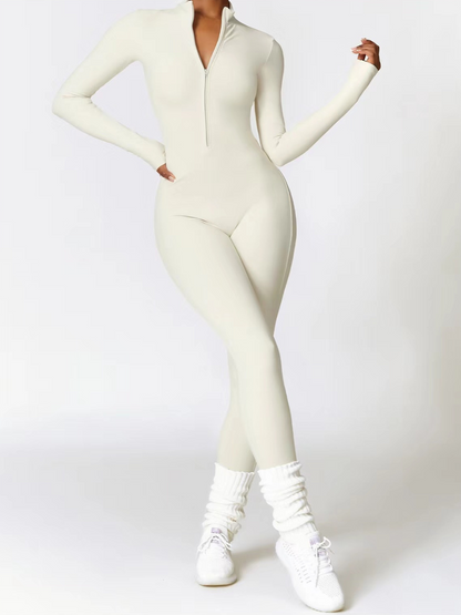 Macacão Longo de Manga Longa Com Zíper Modern Waffle