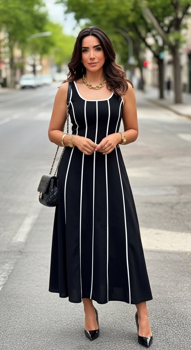 Vestido Aurora Lines – leveza e elegância em movimento