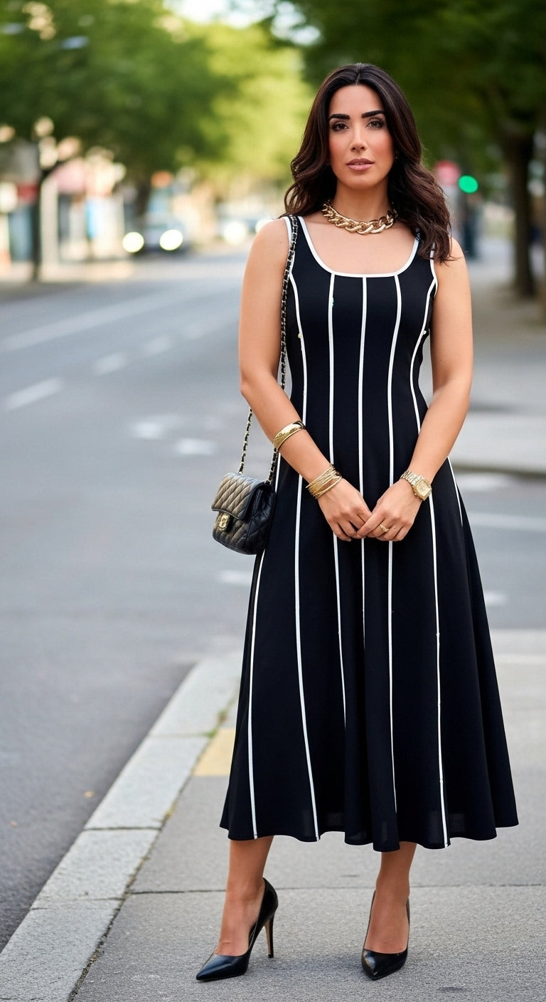 Vestido Aurora Lines – leveza e elegância em movimento