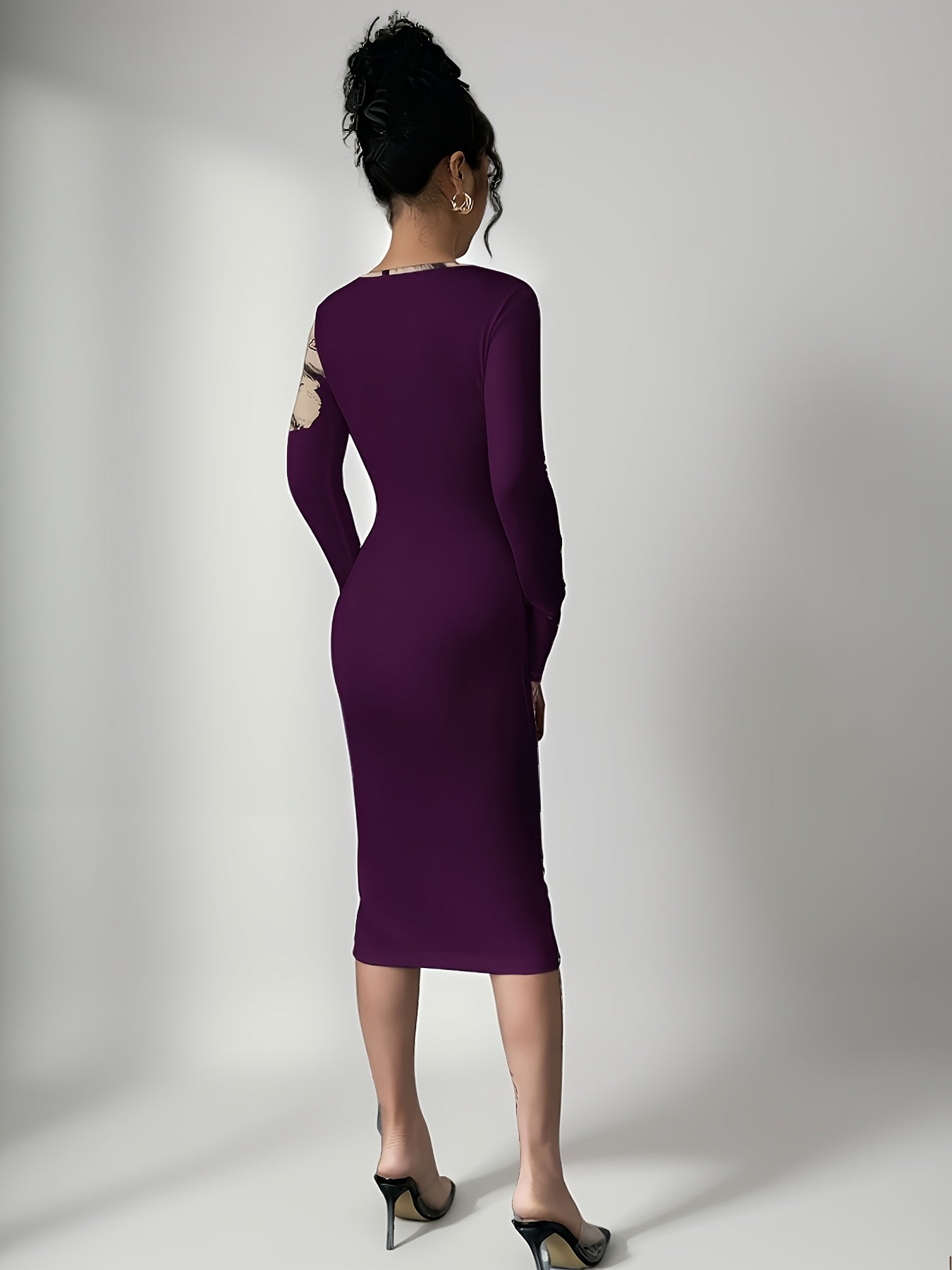 Vestido Manga Longa Midi Tubinho Modern Elegani