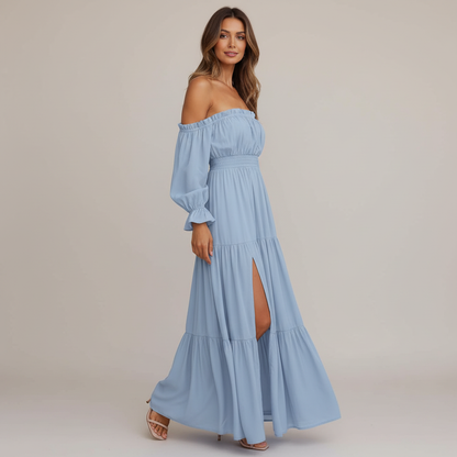 Vestido Longo Ombro a Ombro – leveza e elegância que abraçam o seu corpo