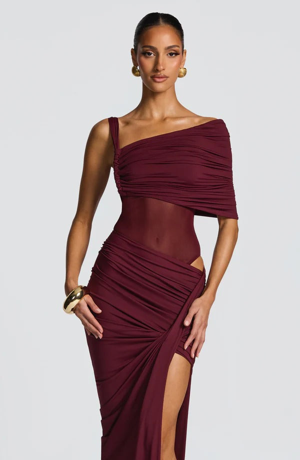 Vestido Longo Assimétrico com Fenda Modern Azurae