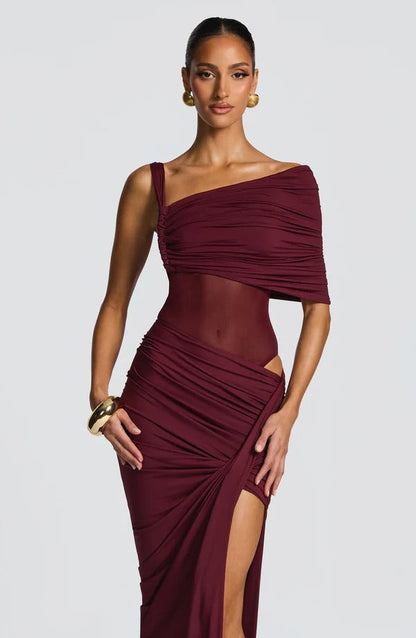 Vestido Longo Assimétrico com Fenda Modern Azurae