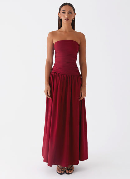 Vestido Sem Alças Elegante Modern Merlot