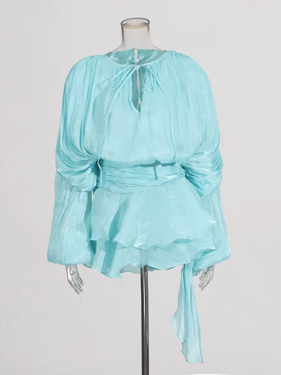 Vestido Curto com Saia de Babados Assimétrico Modern Bela